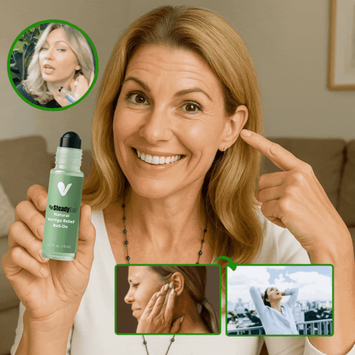 SteadyEar™ Vertigo Relief Roll-On | Sustabdykite spengimą ausyse, švilpimą ir galvos svaigimą vos per 5 minutes!