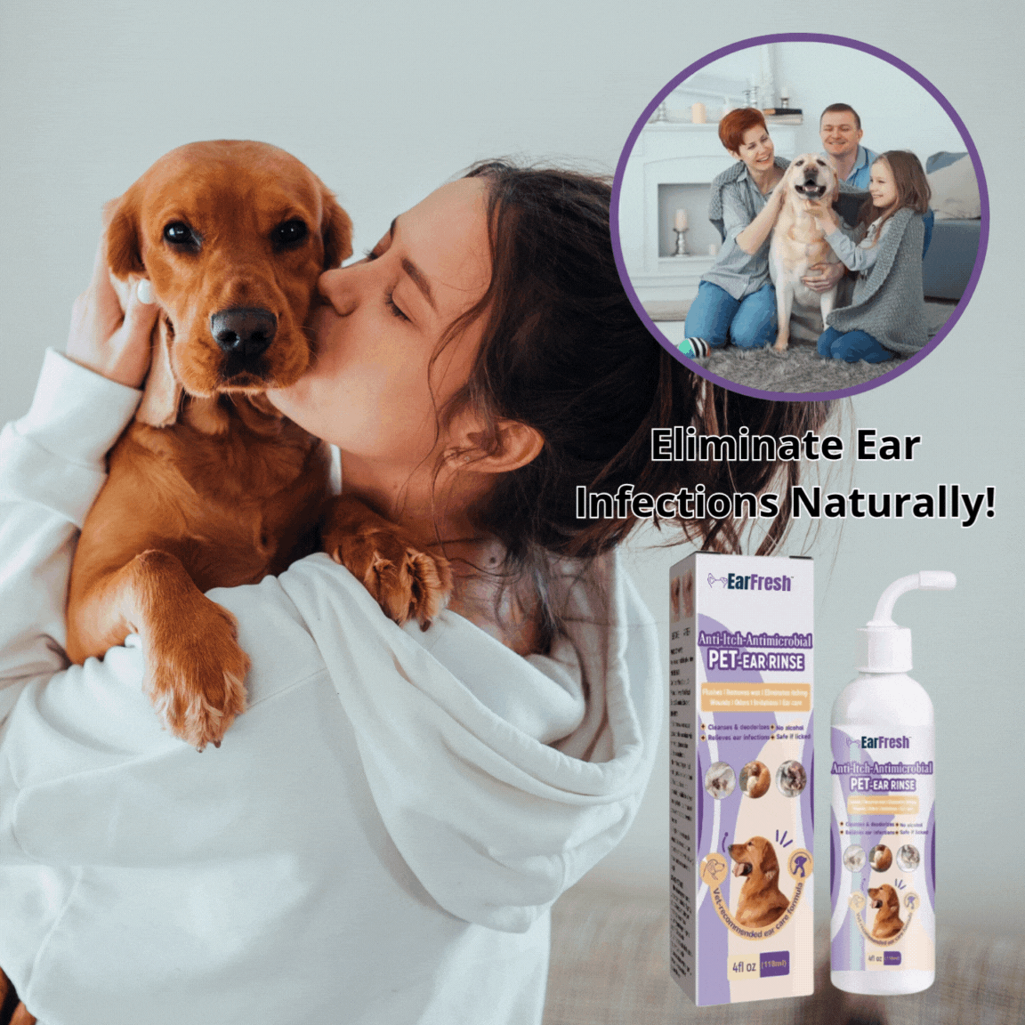 EarFresh™ ausų skalavimo priemonė gyvūnams | Natūraliai pašalinkite ausų infekcijas!