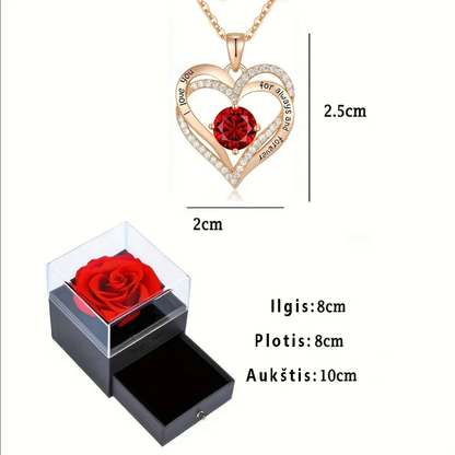 Rožė Dėžutėje + Pakabukas "I Love You"